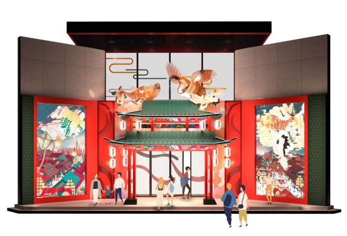 春节商城美陈门头设计现场和效果图