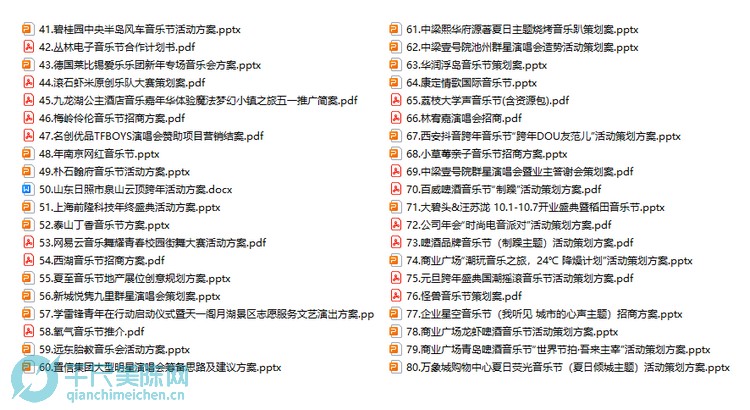 120套音乐节活动方案目录