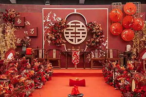 乡村新中式农村庭院婚礼婚庆效果图psd设计素材